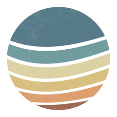 Retro Sun Set Badge, Background Set, Vintage Colorful Striped For Badge Design, T shirt Design, Summer Vintage Design, Logo Design, Vintage Color Palette With Grunge Texture