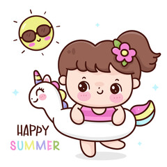 girl with unicorn rubber summer season