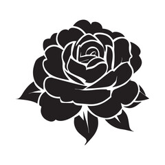 Rose Black color vector illustration, rose clipart, rose vector silhouette