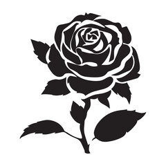 Rose Vector silhouette black color, a rose vector illustration.