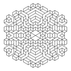 Easy Coloring Pages for Adults.Coloring Page of geometric abstract mandala. Simple mandala in a hexagon shape.EPS 8. #683