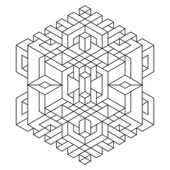 Easy Coloring Pages for Adults.Coloring Page of geometric abstract mandala. Simple mandala in a hexagon shape.EPS 8. #684