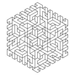 Easy Coloring Pages for Adults.Coloring Page of geometric abstract mandala. Simple mandala in a hexagon shape.EPS 8. #686