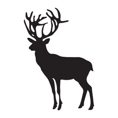 Deer Vector silhouette, Deer Black color single vector silhouette, deer black clipart.