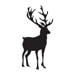 Deer Vector silhouette, Deer Black color single vector silhouette, deer black clipart.