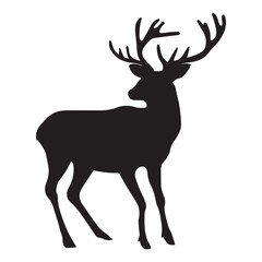 Deer Vector silhouette, Deer Black color single vector silhouette, deer black clipart.