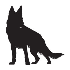 Dog Stand with pose Vector silhouette, dog black color silhouette.