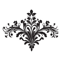 Floral Flower Vector Illustration black color, Flower vector illustration black and white.