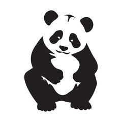 Panda vector silhouette, panda vector line art illustration.
