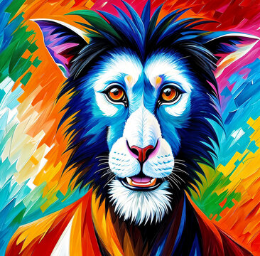  Olive colobus  animal  abstract colorful painting with generative AI technology