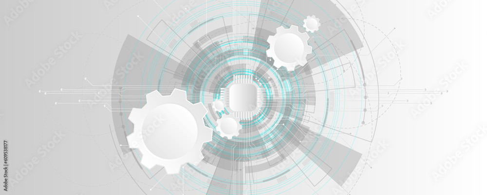Wall mural abstract white background image technology communication network circuit board concept