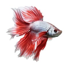 red silver betta fish isolated on white background, generative AI