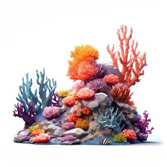 coral reef isolated on white background, generative AI