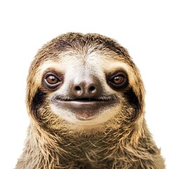 sloth face shot , isolated on white background, generative AI
