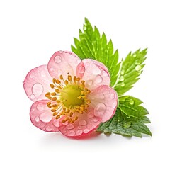 pink strawberry flower isolated on white background, generative AI