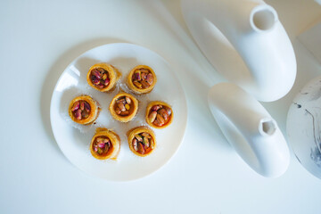 top view of turkish dessert baklava on table 