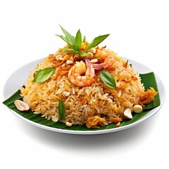 Thai food - pad Thai , isolated on white background, generative AI