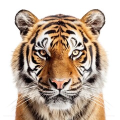 royal bengal tiger face shot isolated on white background
