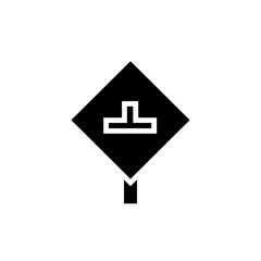 End Road Sign Solid Icon