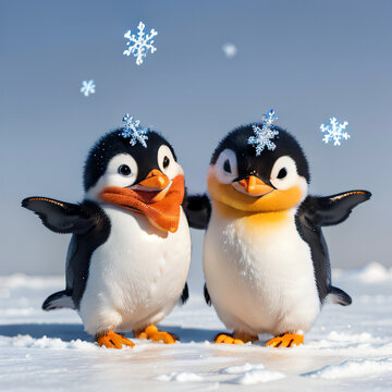 two penguins on a snow