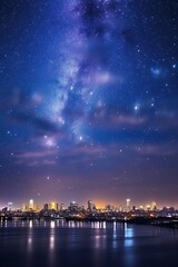 Fototapeta na wymiar Starry sky over the city - Generative AI