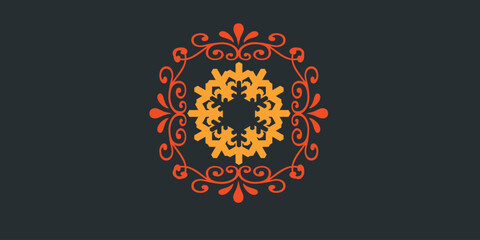 Orient ornamental sign with floral frame