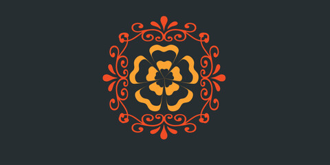 Orient ornamental sign with floral frame