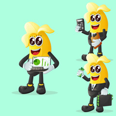 Cute banana characters in finance