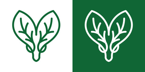 logo design minimalist deer and leaf icon vector illustration