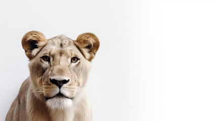 Banner with lion on a white background. Generative AI.