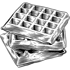 Hand drawn Waffles Sketch Illustration