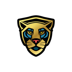 team logo with golden jaguar vector illustration template design