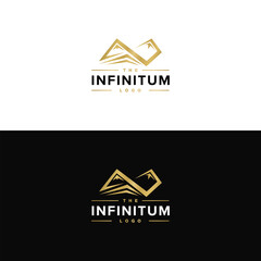 logo for beautiful and classy investment company with infinity mountain and building