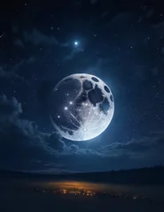 Washable wall murals Full moon and trees earth and moon