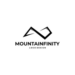 Illustration vector logo of infinity and mountain for company