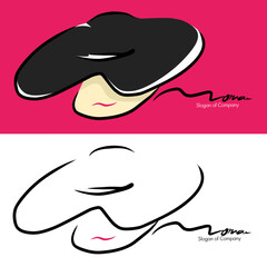 smiling woman with coboy hat logo