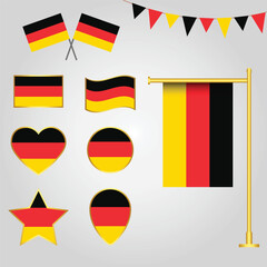 Vector collection of Germany Europe flag emblems and icons in different shapes