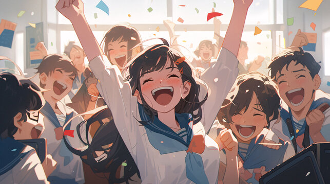 student college entrance examination refueling encourage cheering celebration graduation illustration