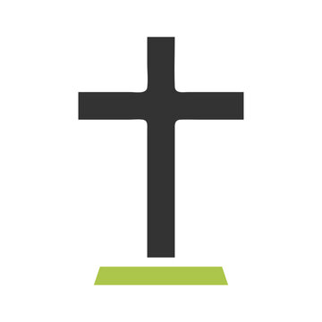 Salib icon solid green grey colour easter symbol illustration.