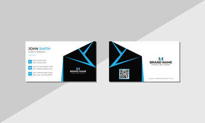 Modern simple business card design, black Minimalist print templates.  Vector design, Luxury, Blue Black, and White colors.  