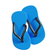 flip flop 3d render icon illustration, transparent background, summer season