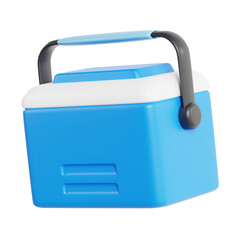 ice box 3d render icon illustration, transparent background, summer season