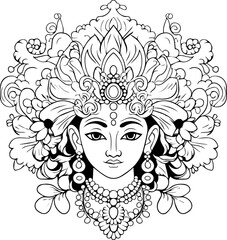 Hindu lord krishna black and white images