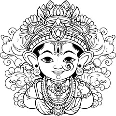 Hindu lord krishna black and white images