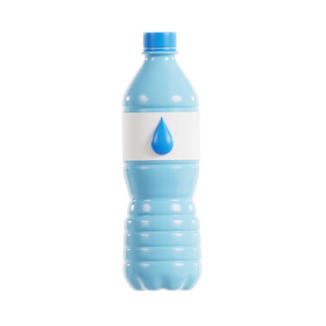 water bottle 3d render icon illustration, transparent background, summer season