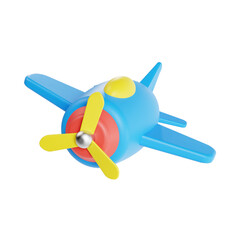 toy plane 3d render icon illustration, transparent background, kids toy