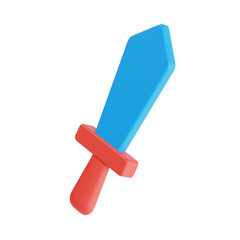 toy sword 3d render icon illustration, transparent background, kids toy