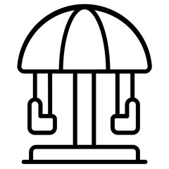Merry-go-round ride line icon