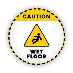 Obraz premium Caution wet floor banner vector,illustration deign. Sign of warning wet floor be carefully.