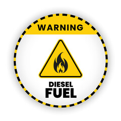 Obraz premium A warning sign of diesel fuel banners, sign, symbol, caution mark vector illustration design. Caution Diesel FuelVector sign. Yellow triangle mark